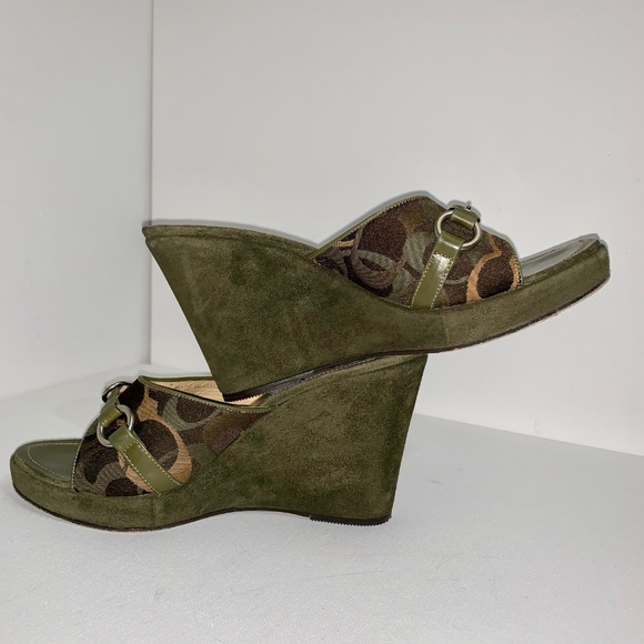 💯Vintage Coach Fall Wedge Sandals - Picture 3 of 8